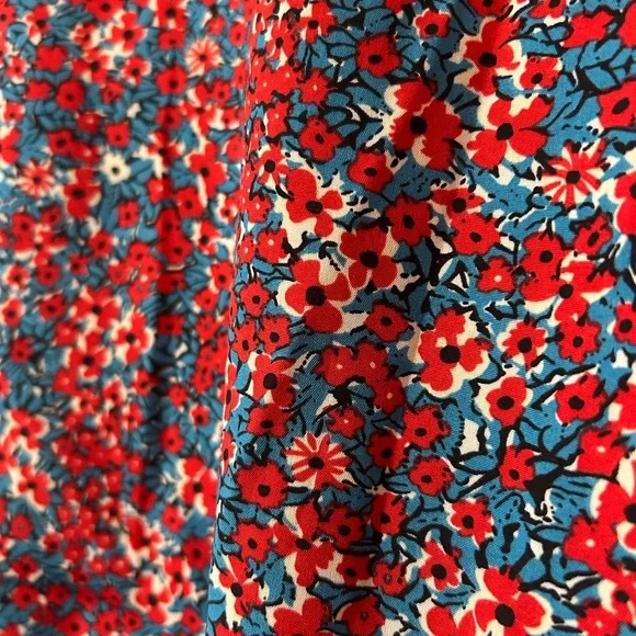 2X Red Floral Ruffle‎ Sleeve Blouse – Teal Accents - Picture 4 of 4